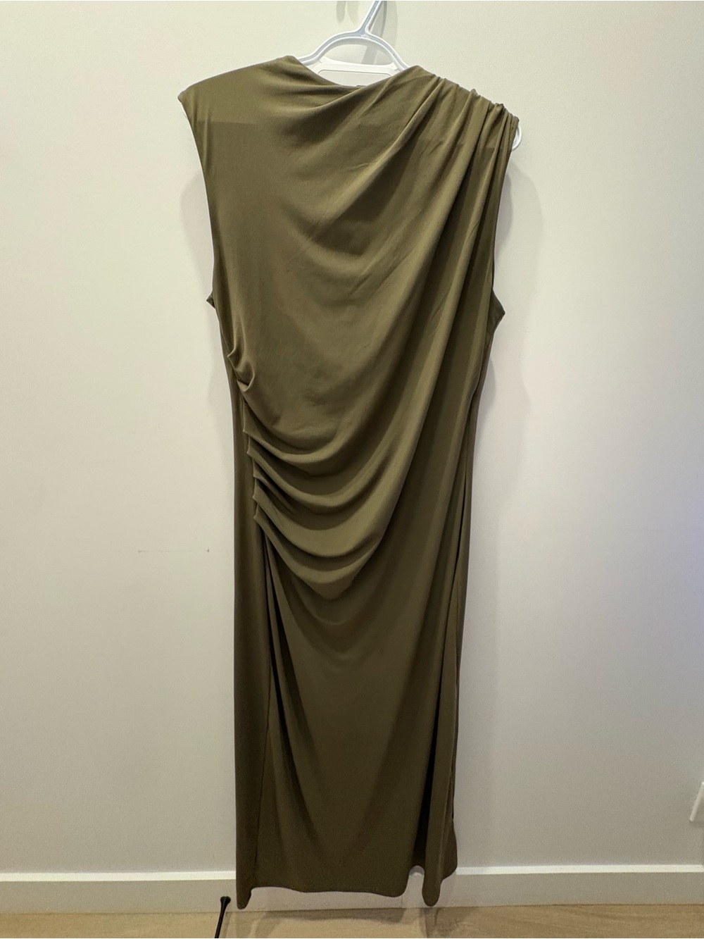 H&M Olive One-Shoulder Draped Dress